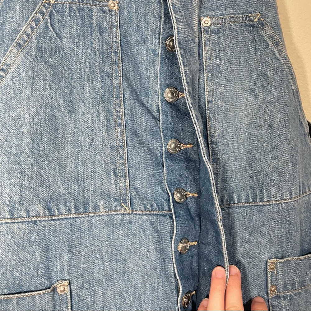 Free People We The Free Set It Off Long Shortalls Medium Wash Denim Sz Small - Picture 4 of 13